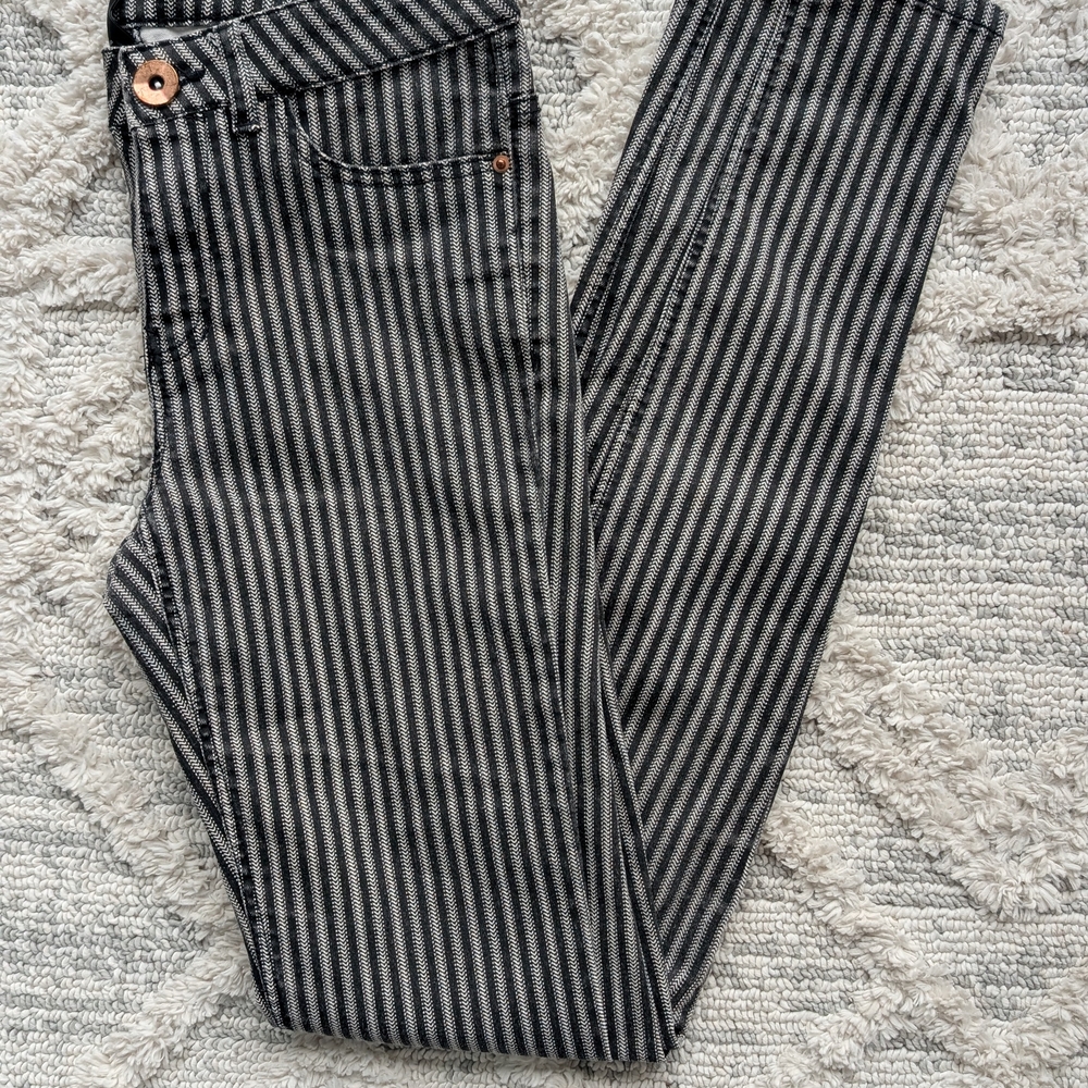 H&M Black and White Striped Skinny Jeans